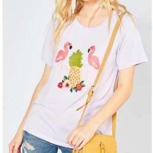 Lavender Embroidered Pineapple Top